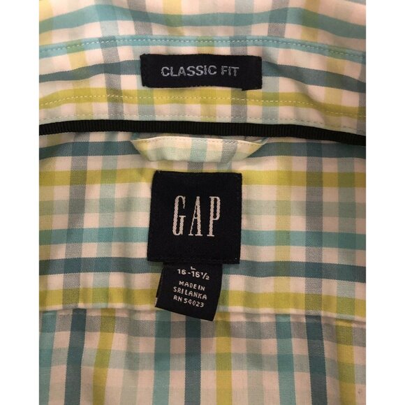 Gap Mens Blue/Green Spring Color Long Sleeve Button Up Shirt Size L (16-16 1/2) - Picture 3 of 3